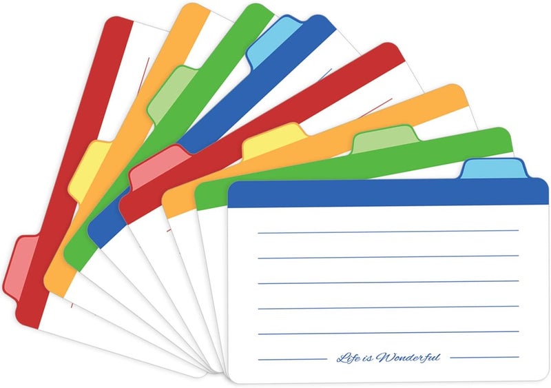 Neando Business Cards Dividers 2x3.5 inches, The Blank Name Cards Guide, 1/4 Cut Tabbed Note Cards, 400gsm Paper, Assorted Colors, 20 Counts - Image 1